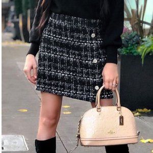 NWT Front Wrap Black & White Tweed Skirt